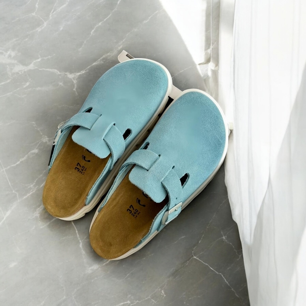 Birkenstock Papillio Blue Narrow Chunky Platform Clog Shoes